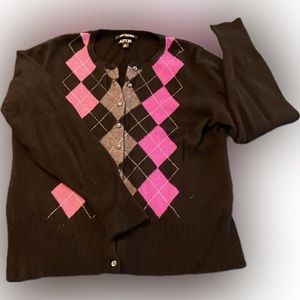 100% Cashmere Argyle Cardigan